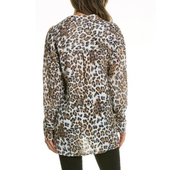 Michael Stars Womens  Barb Button-Down Brown Leopard Shirt Size Med - Picture 2 of 3